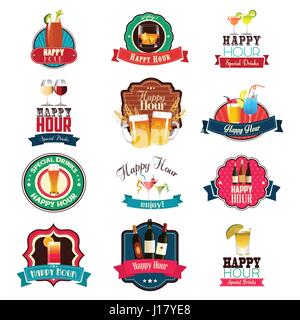A vector illustration of Happy Hour Designs Stock Vector