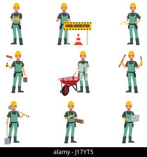 A vector illustration of Construction Worker Doing Work Stock Vector