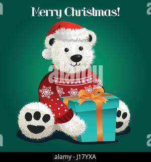 A vector illustration of Bear Stuffed Toy Celebrating Christmas Stock Vector