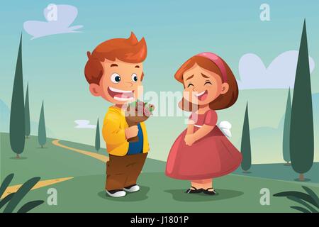 https://l450v.alamy.com/450v/j1801p/a-vector-illustration-of-boy-giving-flower-to-a-girl-j1801p.jpg