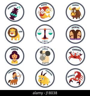 A vector illustration of Zodiac in Cartoon Style Stock Vector