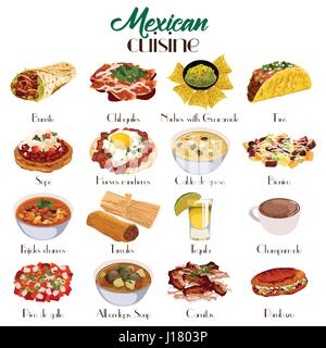 A vector illustration of Mexican cuisine icon sets Stock Vector