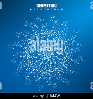 Geometric abstract background with connected line and dots. Scientific concept for your design. Vector illustration Stock Vector