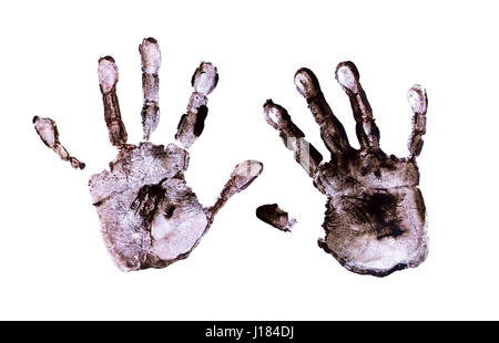 Spooky hands print over white background Stock Photo