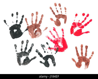 Spooky hands print over white background Stock Photo