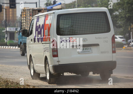 CHIANG MAI, THAILAND -APRIL 10 2017: Fedex logistic van. On road no.1001, 8 km from Chiangmai city. Stock Photo