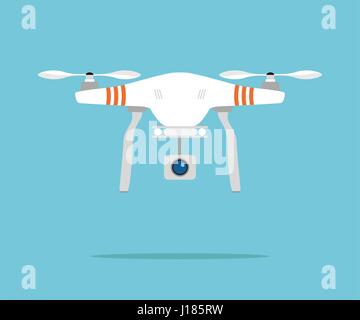 Drone icon flying in blue sky Stock Vector