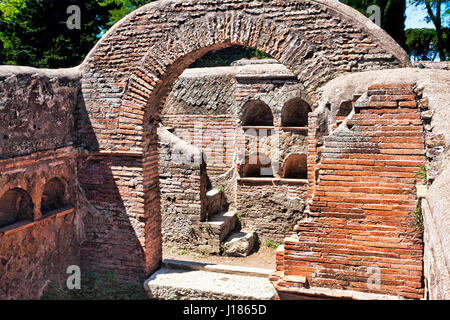 Roman necropolis columbarium in ancient Ostia - Italy Stock Photo