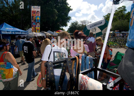 hippy festival love in Miami Florida USA people dressed as 1960's hippies wearing  hippy cloths Stock Photo