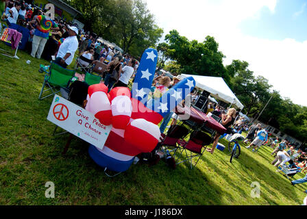 hippy festival love in Miami Florida USA people dressed as 1960's hippies Stock Photo