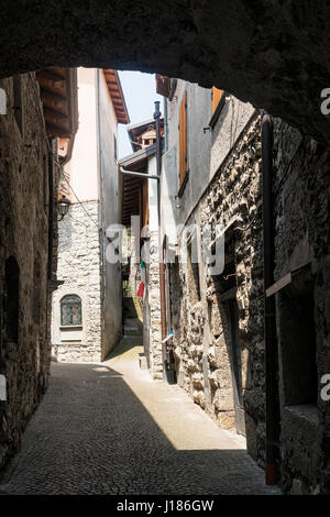 Riva di Solto (Bergamo, Lombardy, Italy), historic village along the lake of Iseo Stock Photo