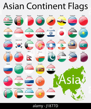 Asian continent flags Stock Photo