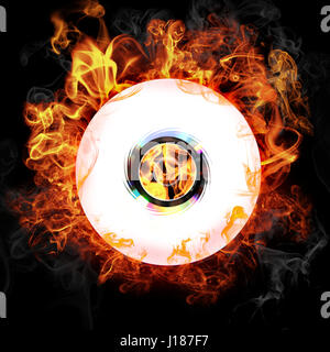Cd wrapped in flames illustrating the process of writing a cd Stock Photo
