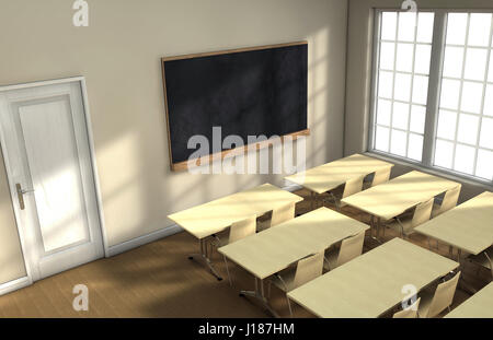 Classroom desks  3D illustration Stock Photo