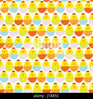 Easter Egg and Chicken Seamless Pattern Background Vector Illus Stock Vector