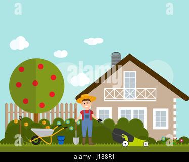 farmer flat illustration Stock Vector Image & Art - Alamy