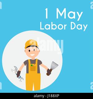 International Labor Day. Happy Labor Day Poster Or Flyer Template With 