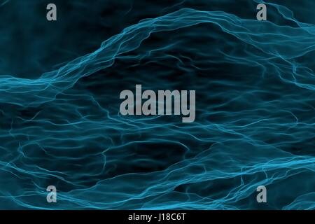 blue smoke fragment in wave technology in 3D rendering Stock Photo