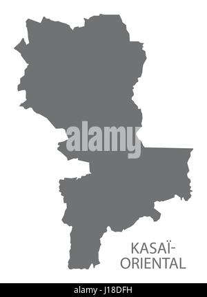 Kasai-Oriental province map Congo Democratic Republic grey illustration silhouette Stock Vector