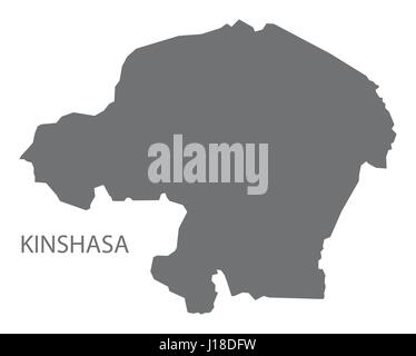 Kinshasa province map Congo Democratic Republic grey illustration silhouette Stock Vector