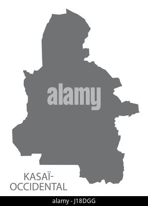 Kasai-Occidental province map Congo Democratic Republic grey illustration silhouette Stock Vector