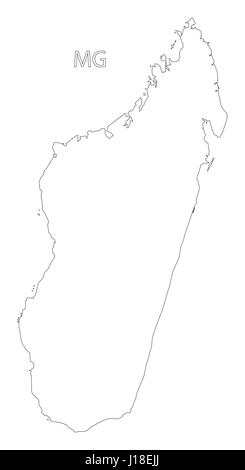 Madagascar outline silhouette map illustration with regions Stock Vector Image &amp; Art - Alamy