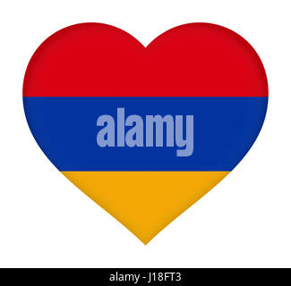 Illustration of the flag of Armenia shaped like a heart. Stock Photo