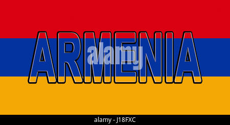 Illustration of the flag of Armenia with the country written on the flag Stock Photo