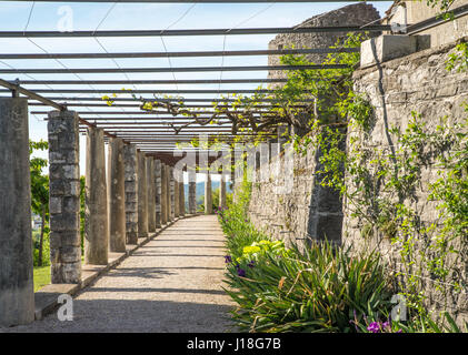 Scenic green Ferraris garden in small karst village of Stanjel in Slovenia Stock Photo