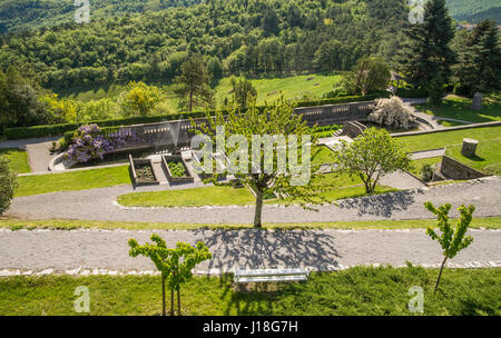 Scenic green Ferraris garden in small karst village of Stanjel in Slovenia Stock Photo