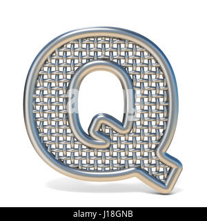 Outlined metal wire mesh font LETTER Q 3D render illustration isolated on white background Stock Photo