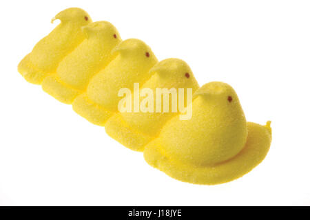 Peeps marshmallow chick candy, classic springtime or Easter treat Stock Photo