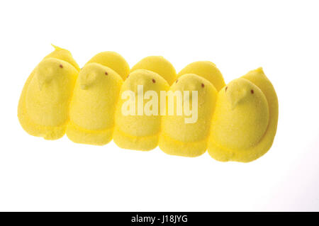 Peeps marshmallow chick candy, classic springtime or Easter treat Stock Photo