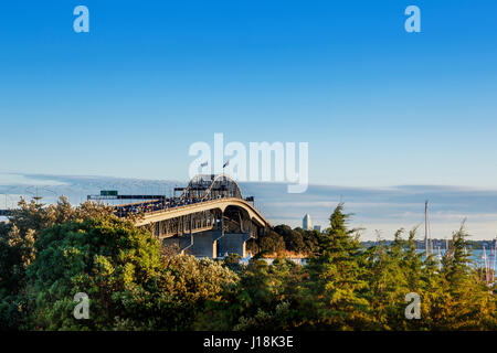 Auckland Harbour Bridge during morning rush hour. Stock Photo