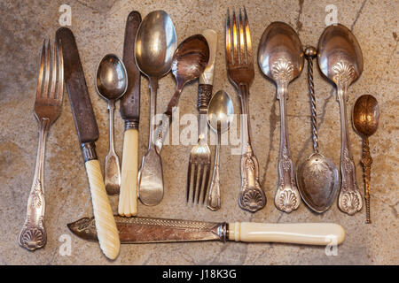 A collection of old cutlery Stock Photo