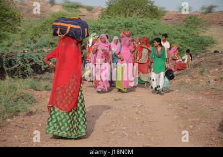 Women walking padyatra jodhpur rajasthan, india, asia Stock Photo