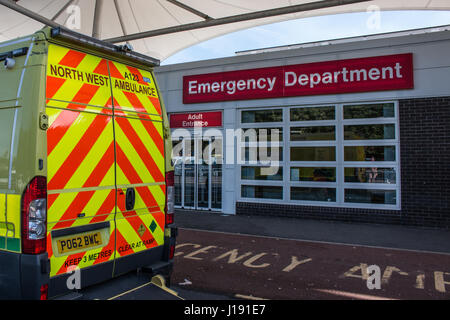 Royal Preston Hospital, Preston, Lancashire United Kingdom 2nd September 2016                                                  Ambulance outside A&E Stock Photo