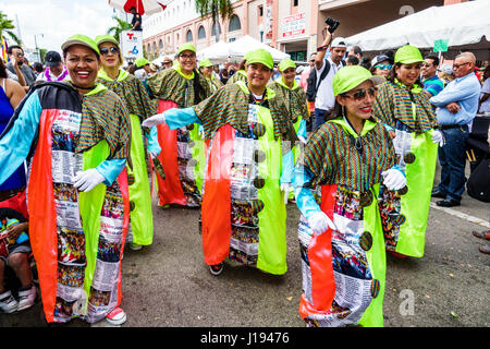 Miami Florida,Little Havana,Calle Ocho Carnaval Miami,annual Hispanic festival celebration,carnival,Hispanic woman female women,girl girls,kid kids ch Stock Photo