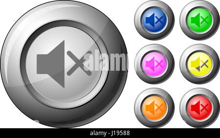 Sphere button mute set on a white background. Vector illustration. Stock Vector
