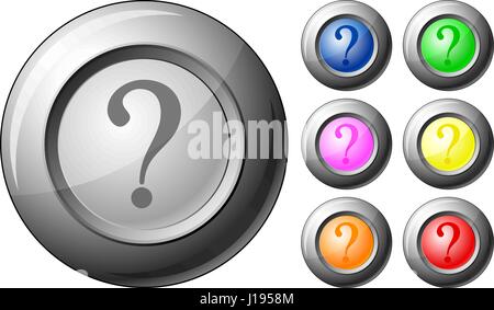 Sphere button question set on a white background. Vector illustration. Stock Vector
