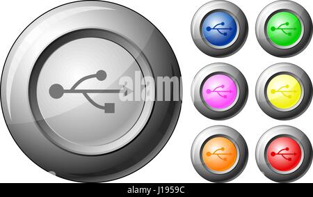 Sphere button USB set on a white background. Vector illustration. Stock Vector