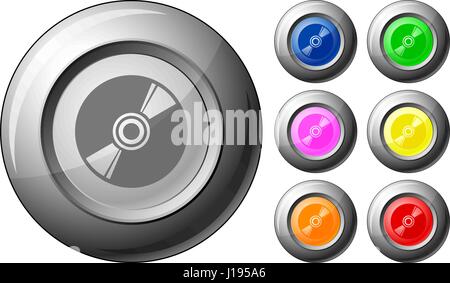 Sphere button CD set on a white background. Vector illustration. Stock Vector