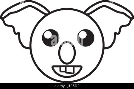 face koala animal outline Stock Vector