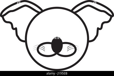 outline koala head animal Stock Vector