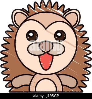 draw porcupine animal comic Stock Vector