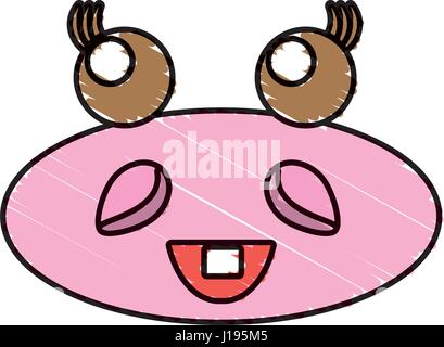 drawing hippo kawaii face animal Stock Vector