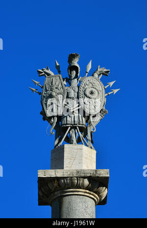 Ancient roman weapons and armors from neoclassical monument in People's Square in Rome Stock Photo