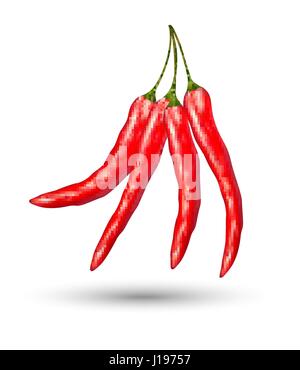 real red chilli on a white background Stock Vector