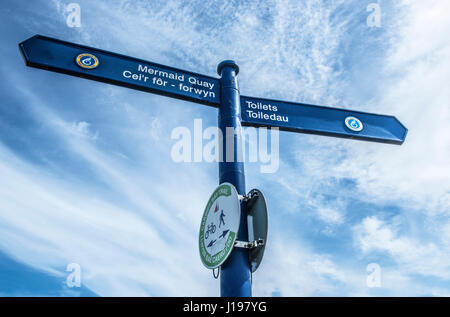 Direction Signage on the Cardiff Bay Barrage south Wales Stock Photo