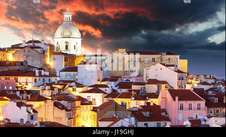 Lisbon at dramatic sunrise Stock Photo